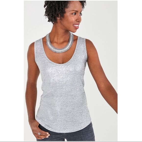 Nwt-Stella & Dot Metallic Holiday Tank Top Silver - Picture 1 of 7